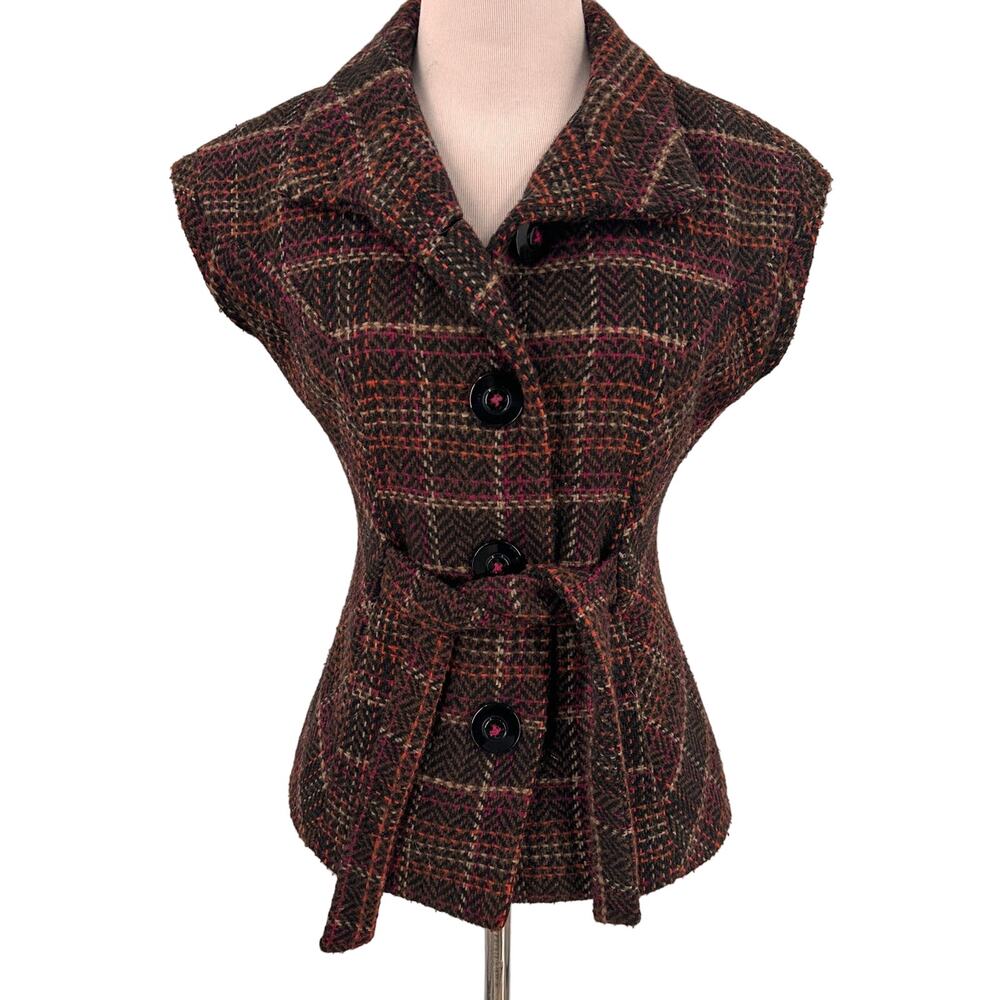 Cabi Cinch it Up #691 Button Tweed Wool Vest Size XS